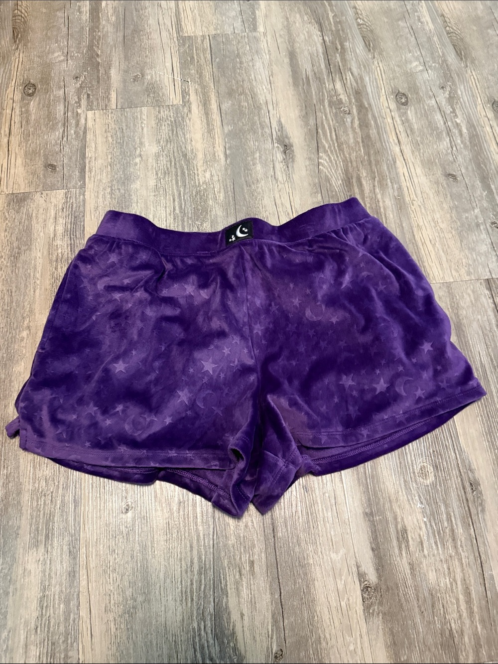 Purple Velvet Star-Print Women's Shorts
